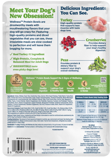 Wellness Wet Dog Protein Bowls Turkey, Cranberries & Peas 6.2oz