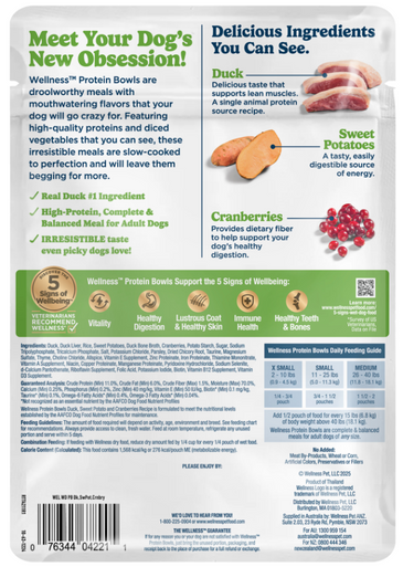 Wellness Wet Dog Protein Bowls Duck, Sweet Potato & Cranberries 6.2oz
