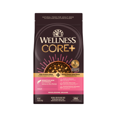 Wellness CORE+ Sensitive Skin and Stomach Salmon Rice Dog Food 4lb