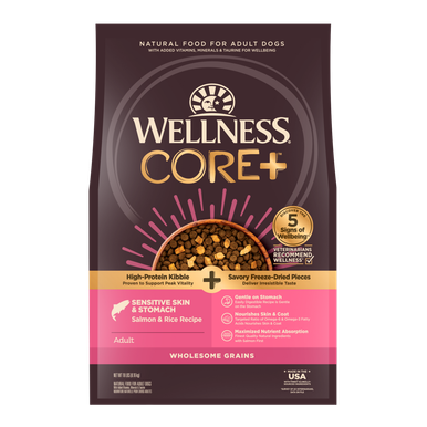 Wellness CORE+ Sensitive Skin and Stomach Salmon Rice Dog Food 18lb