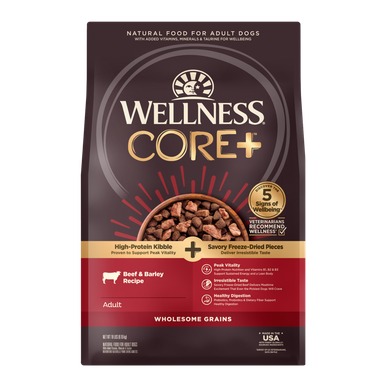 Wellness CORE+ Wholesome Grains Beef & Barley 18lb