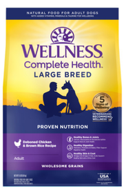 Wellness Complete Health Large Breed, Wholesome Grains Chicken Dog Food 38lb