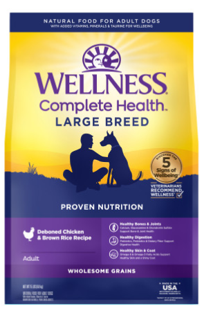 Wellness Complete Health Large Breed, Wholesome Grains Chicken Dog Food 38lb