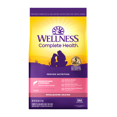 Wellness Complete Health Sensitive Skin & Stomach Wholesome Grains Dog Food 38lb