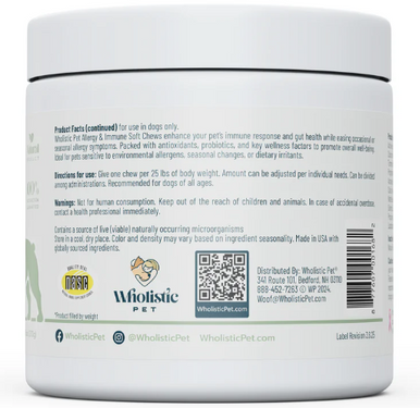 Wholistic Pet Organics Allergy & Immune Mushroom Soft Chews 90ct