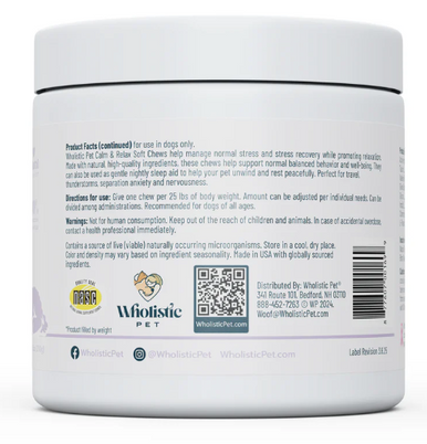 Wholistic Pet Organics Calm & Relaxed Soft Chews 90ct