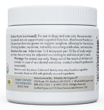 Wholistic Pet Organics Organic Mushrooms 2oz