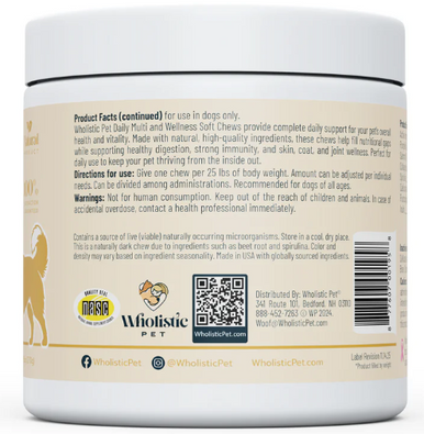 Wholistic Pet Organics Daily Multi & Wellness Soft Chew 90ct