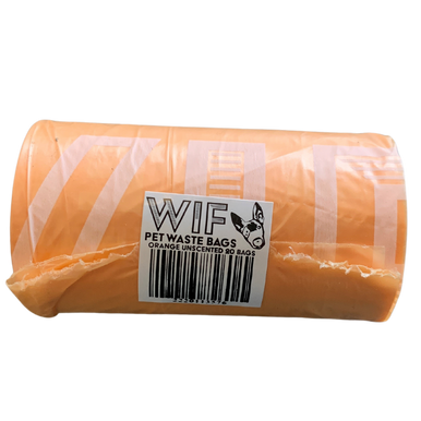 WIF Pet Poop Bags Orange Unscented 20ct Roll