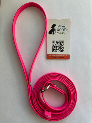 Waggle Woof & Wander Biothane Dog Slip Lead Hot Pink 3/8 6'
