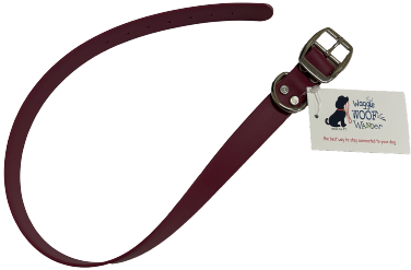 Waggle Woof & Wander Dog Collar 3/4 Large 17.75-22.25 Wine