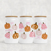 Sale! White Can Glass- Coquette Pink Pumpkin