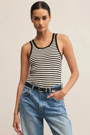 Z Supply Classic Striped Scoop Tank – Black by Dear Lucy