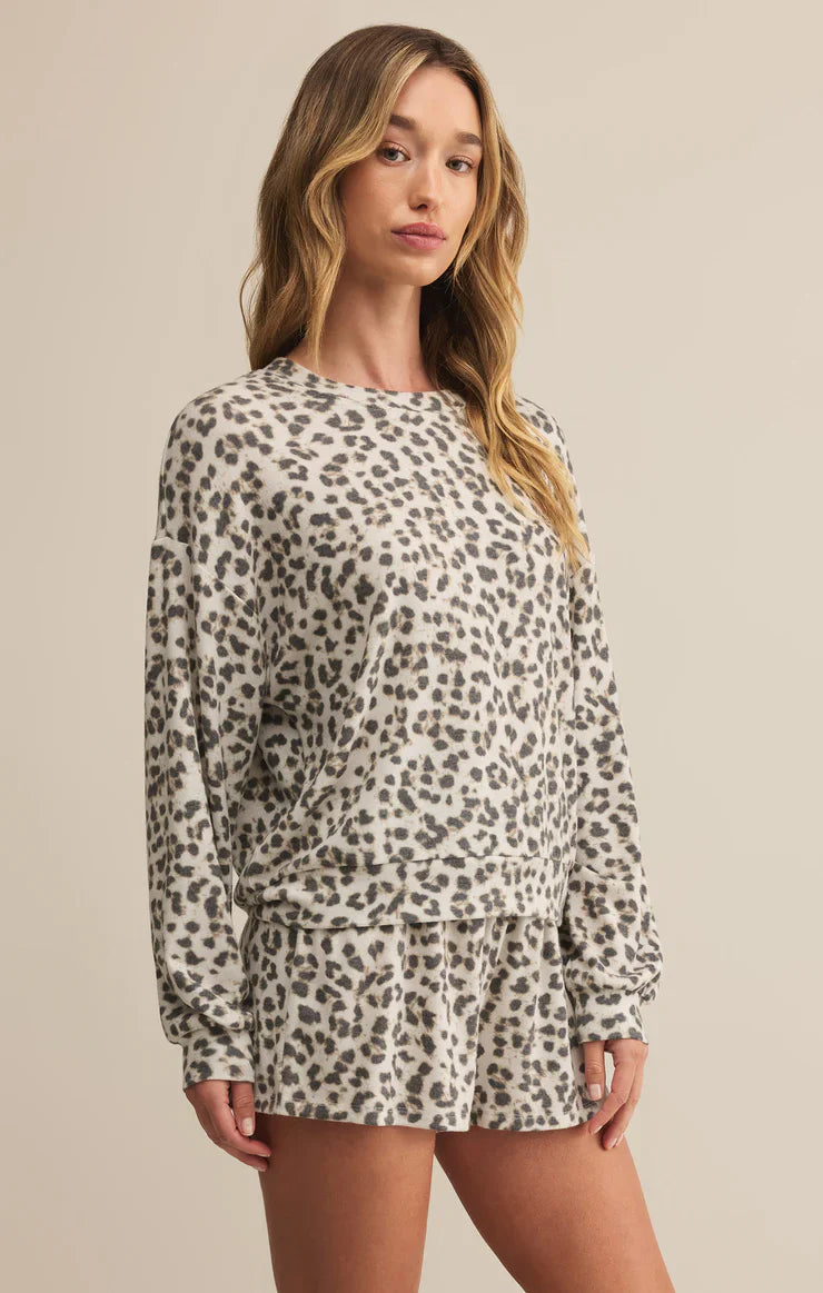 Z Supply Luxe Leopard Top Champagne