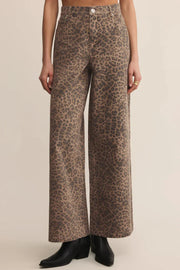 Z Supply Marli Denim Leopard Pant Desert Tan