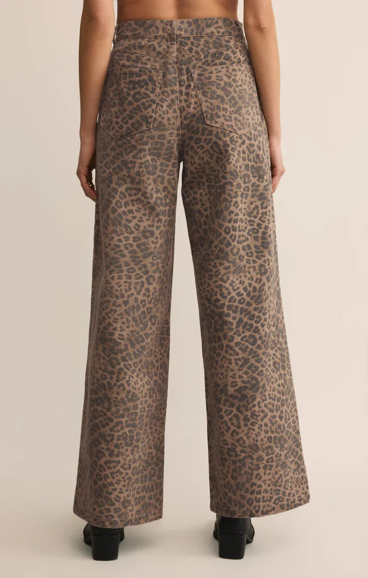 Z Supply Marli Denim Leopard Pant Desert Tan