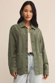 Z Supply On The Road Denim Jacket in Hunter Green