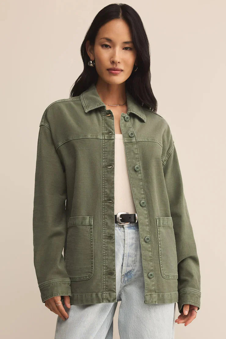Z Supply On The Road Denim Jacket in Hunter Green