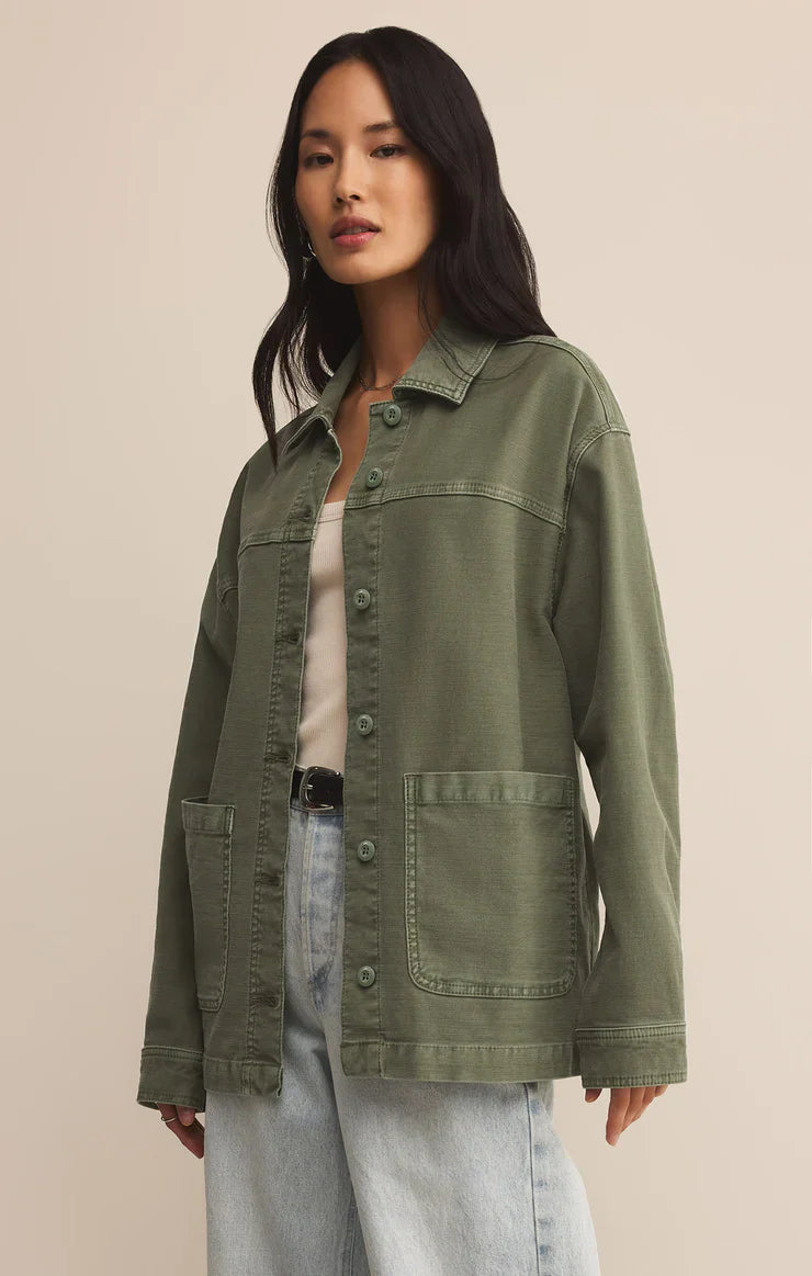 Z Supply On The Road Denim Jacket in Hunter Green