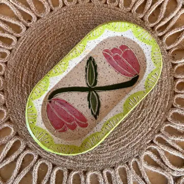 Floral Sgraffito Trinket Dish