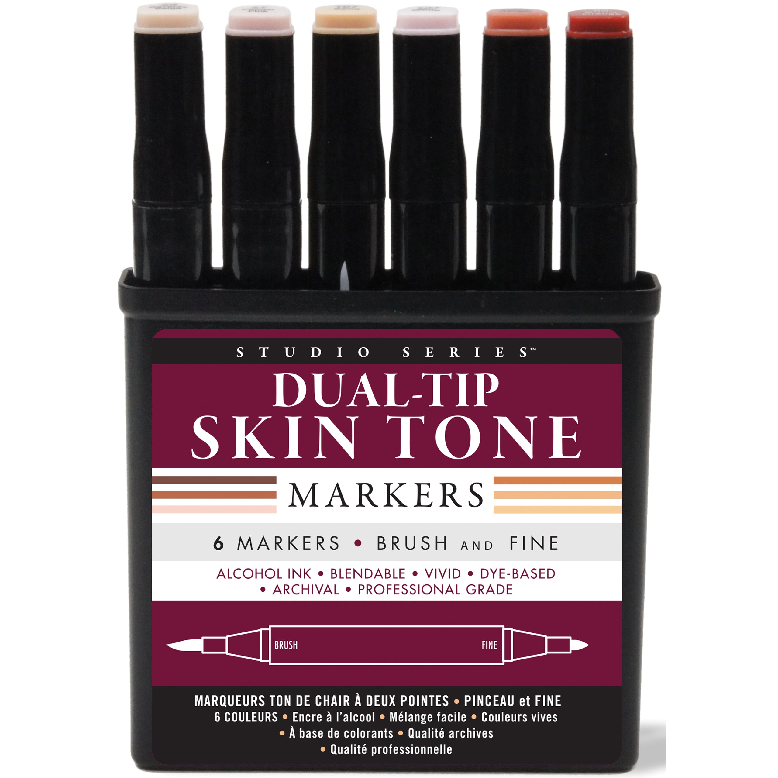 Art Center Markers Dual Tip Alcohol Based Ink Skin Tone 6 Colors by Homeportonline