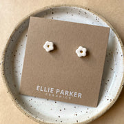 Ceramic Flower Gold Accent Stud Earring