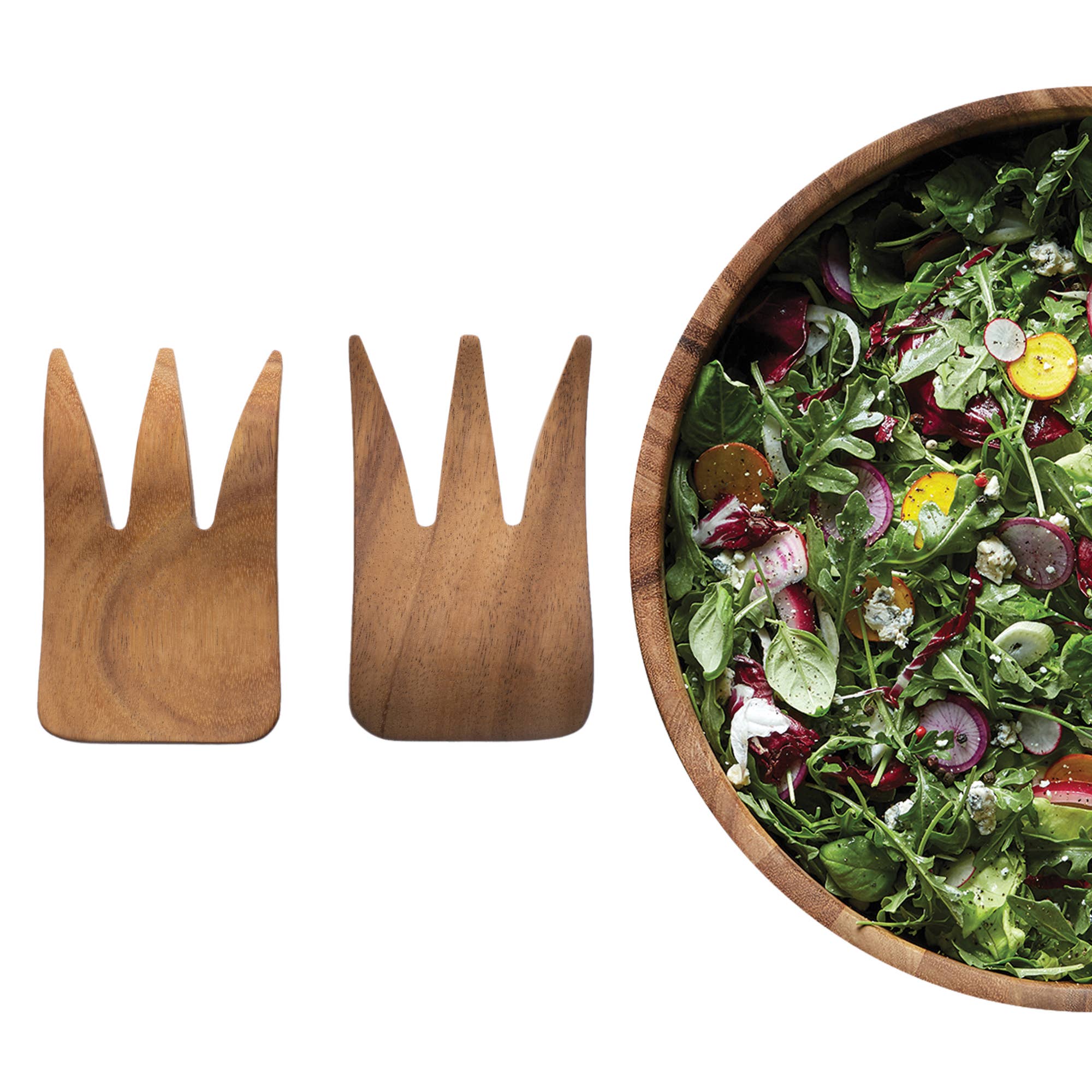 Ironwood Bear Claw Salad Servers,Acacia, Set 2,1.5"x3.75"x6" by Kiss the Cook