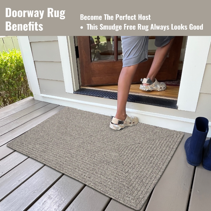 Ultra Durable Braided Rectangular Rug Slate 6' X 9' by Homeportonline