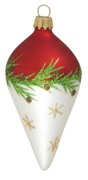 Krebs Glass Teardrop Ornament - Bi-Color Pine Garland - 4 Pack
