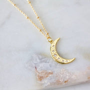 Cz Crescent Moon Necklace