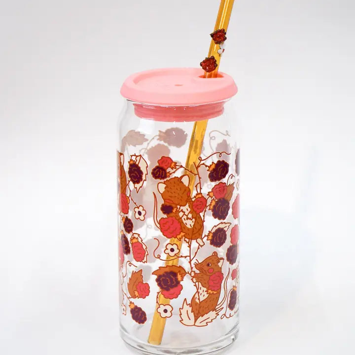 Raspberry Blossom Glass Straw 20oz