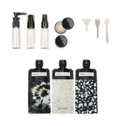 Refillable Travel Pouches 3pc Set - Black & Ivory