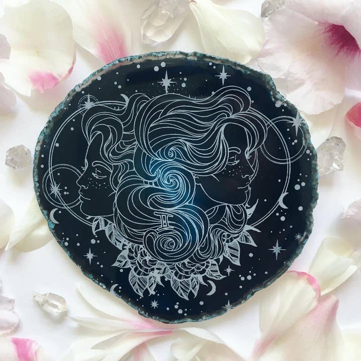 Zodiac Symbol Agate Slices Astrology Sign Horoscope