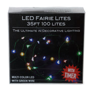100-Light Battery Operated Multicolor Fairy Lights - Green Wire