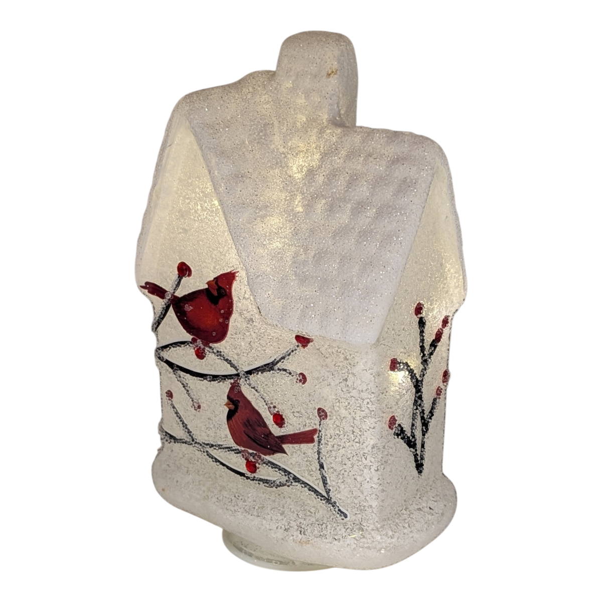 Lighted Glass Cardinal House Luminary
