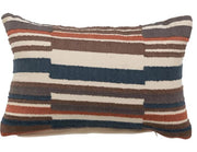Pillow Lumbar Cotton Embroidered Stripes Orange, Brown & Navy 14" x 19" by Homeportonline