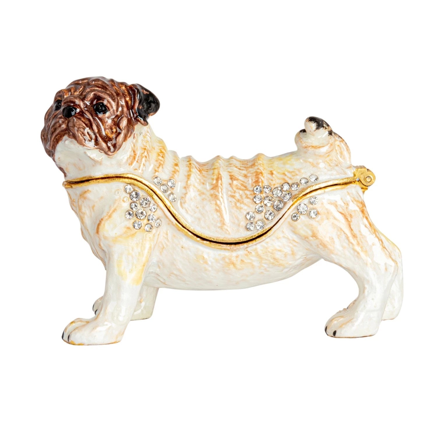 Trinket Box Enameled Metal Pug 3"l x 2"h by Homeportonline