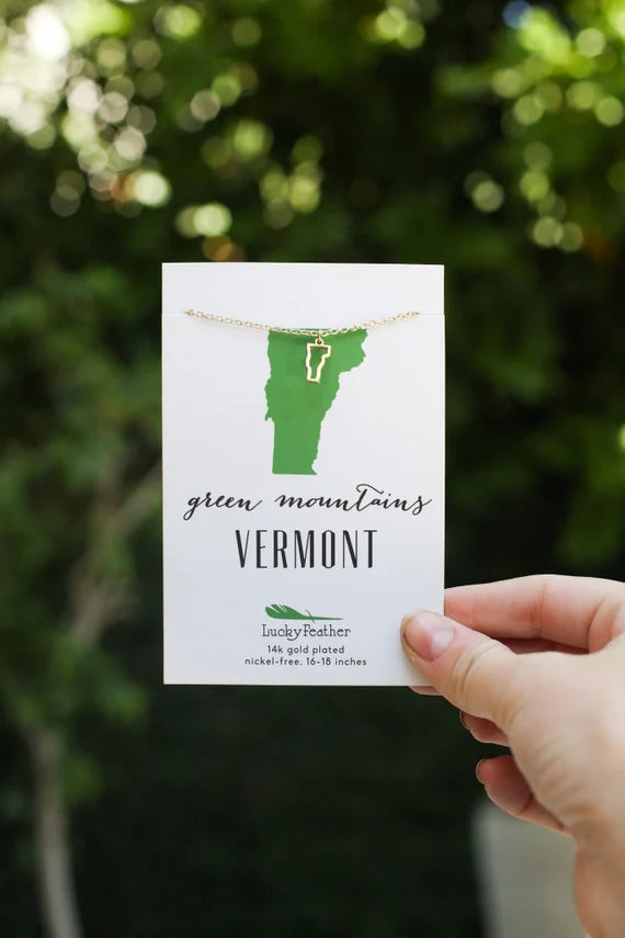 State Necklace - Gold - Vermont