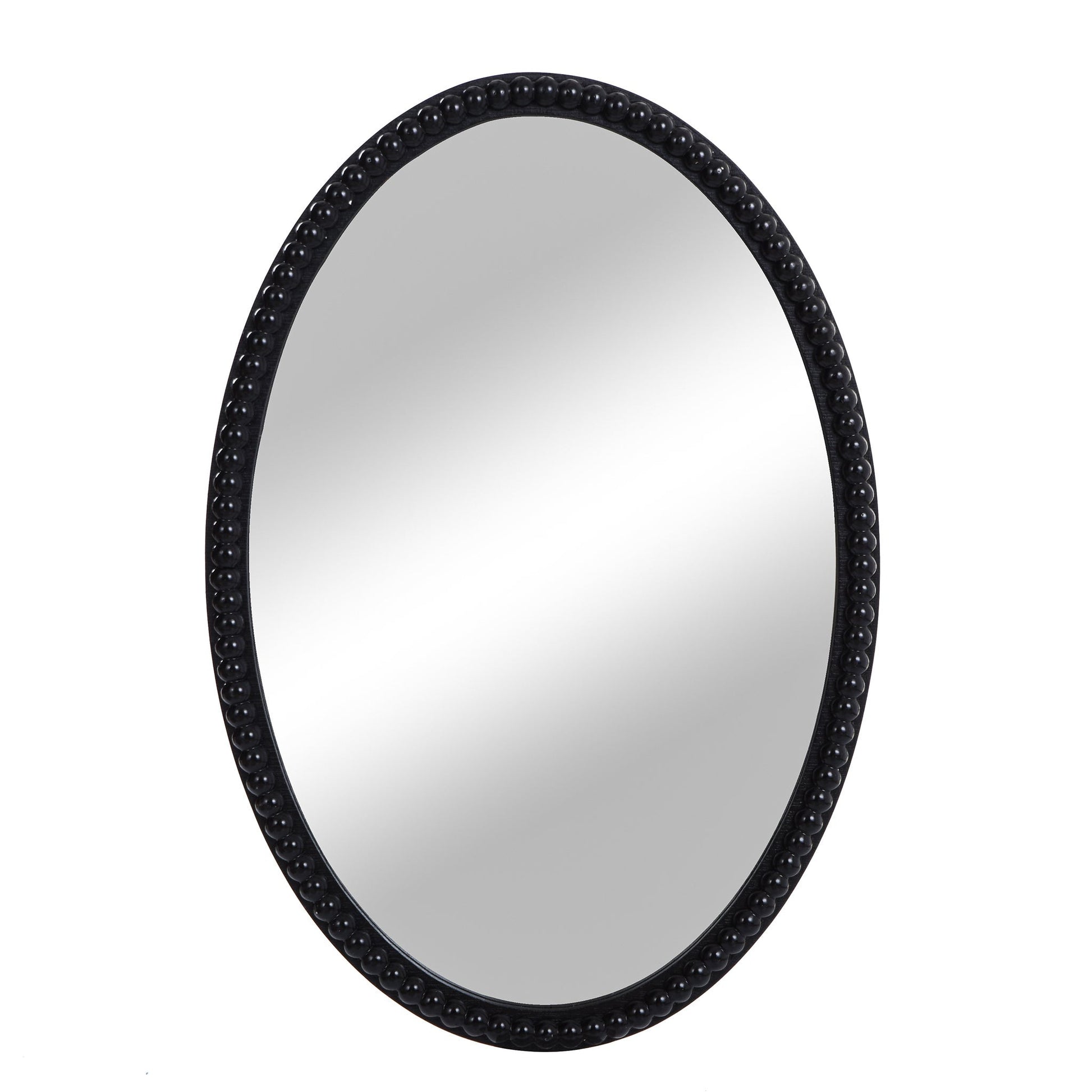 Mirror Oval Wooden Beaded Black 25in x 17in by Homeportonline