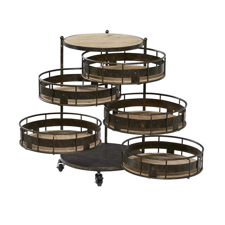 Brown metal Kitchen Rolling Cart - 6 Shelves by Homeportonline