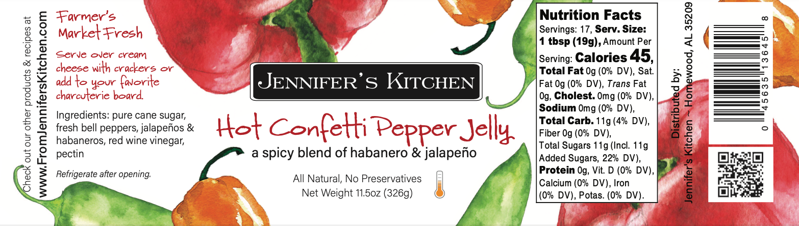 Jennifer's Kitchen - Hot Confetti Pepper Jelly - 11 oz by SidePony Boutique