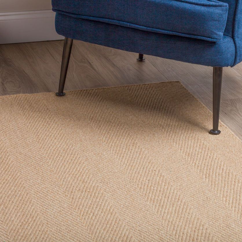 Monaco Herringbone Wool Rug Ecru 5' x 7'6" by Homeportonline