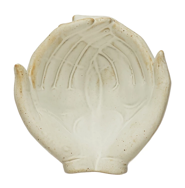 Decorative Bowl Stoneware Hands White 5" x 4.5" by Homeportonline