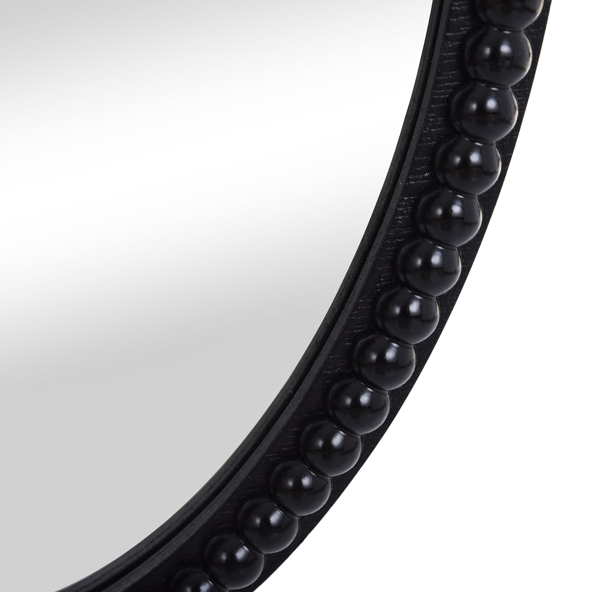 Mirror Oval Wooden Beaded Black 25in x 17in by Homeportonline