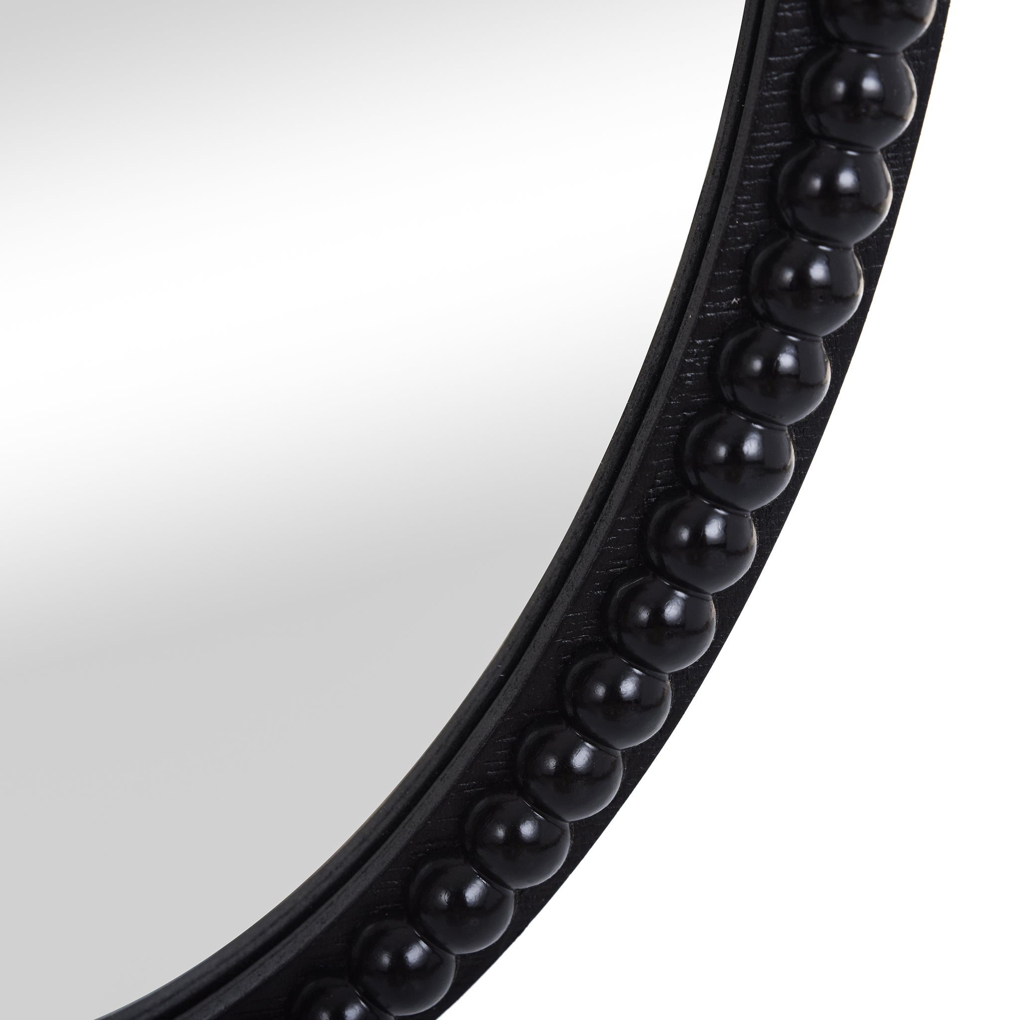 Mirror Oval Wooden Beaded Black 25in x 17in by Homeportonline