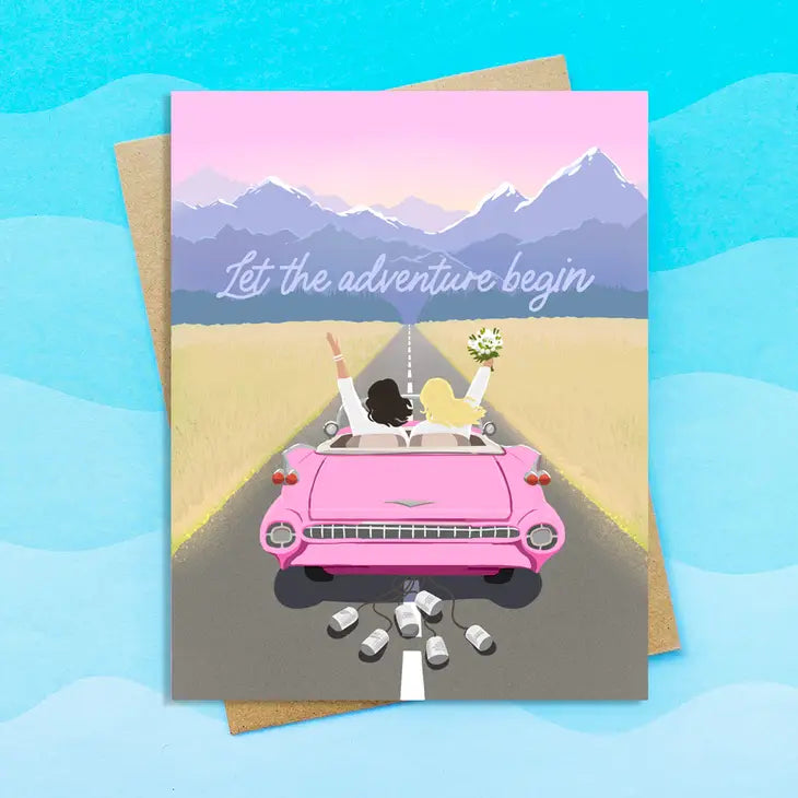 "Let the adventure begin" Wedding Card