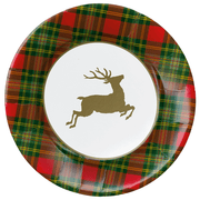Reindeer Tartan Red Dinner Plates - 8 Per Package