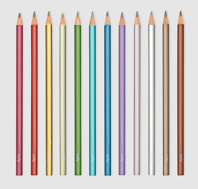 Colored Pencils Modern Metallic Set of 12 by Homeportonline
