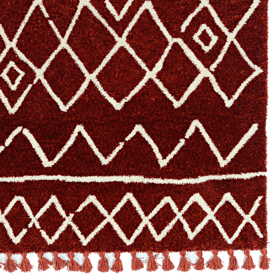 Marrakech Zag Ivory and Rust Rug 5ft x 7ft by Homeportonline