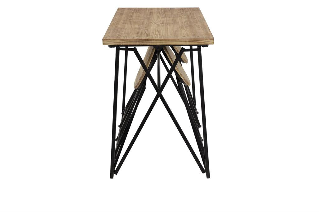 Light Brown Wood Folding Dining Table With Black Metal by Homeportonline